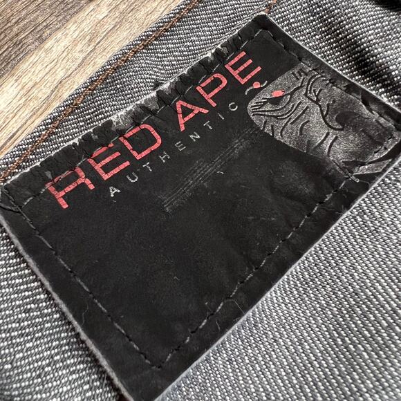 Cyber Y2K Gray 00s Jeans Stuudded Pocket Red Ape Cyber Grunge Size 38 - Picture 8 of 8